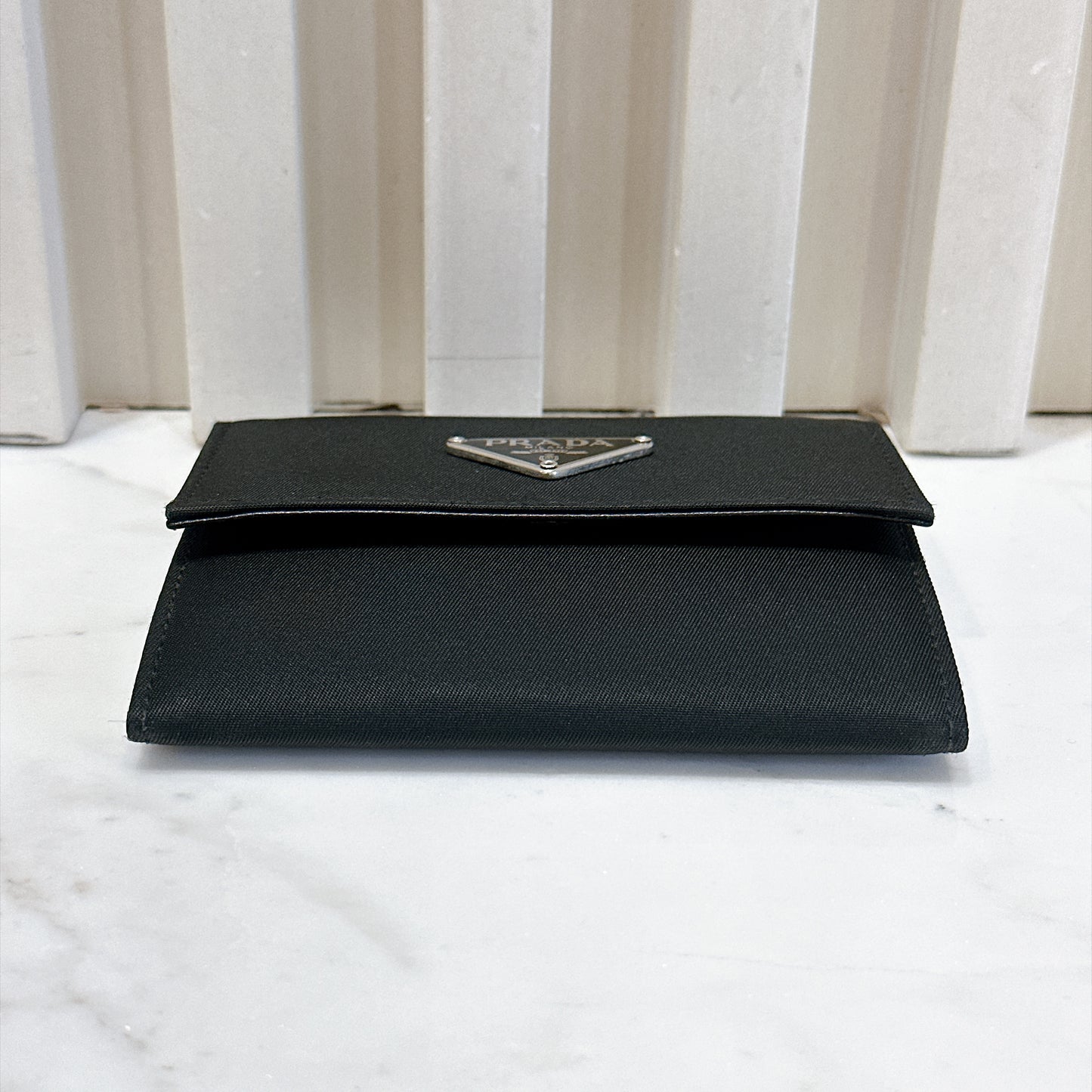 Prada Triangle Logo Trifold Wallet Black