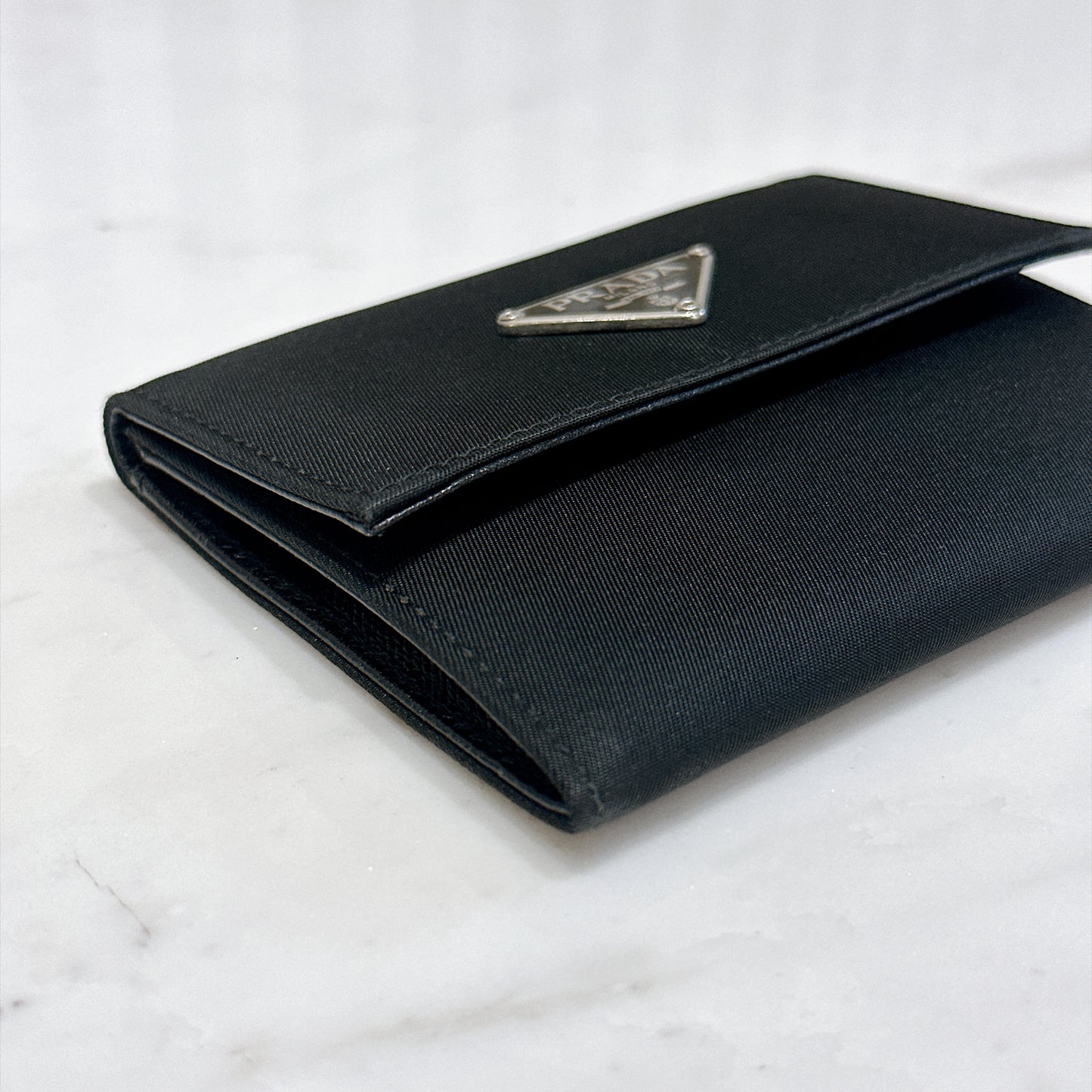 Prada Triangle Logo Trifold Wallet Black