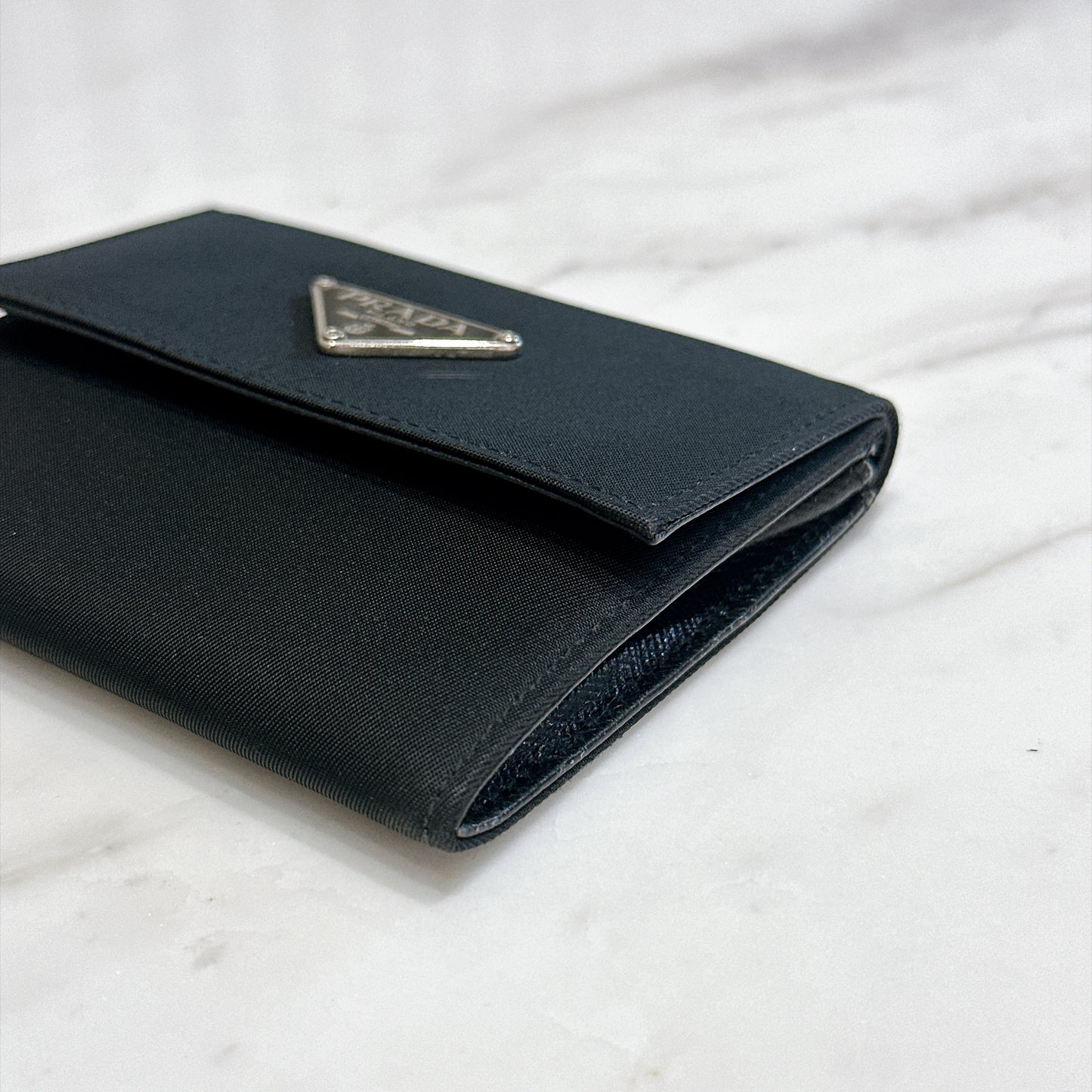 Prada Triangle Logo Trifold Wallet Black