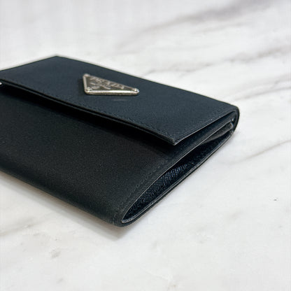 Prada Triangle Logo Trifold Wallet Black