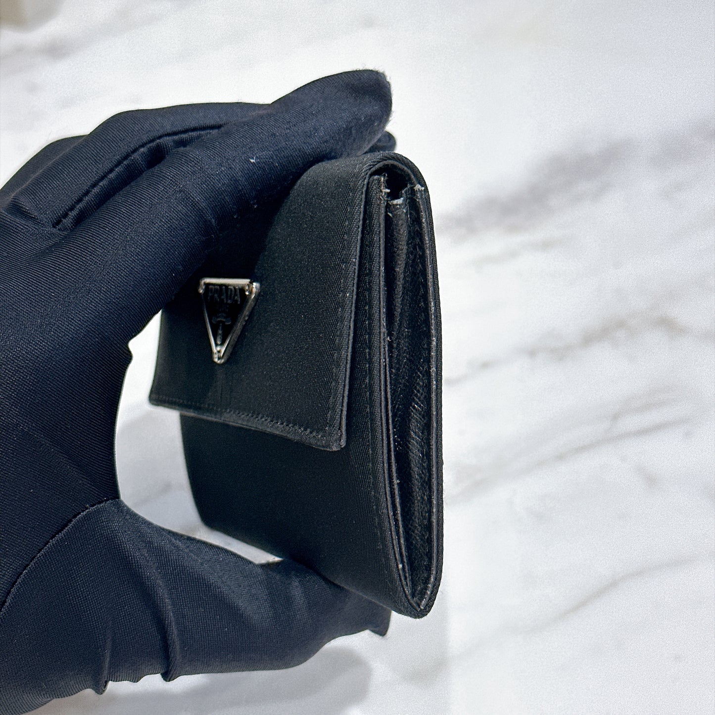 Prada Triangle Logo Trifold Wallet Black