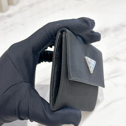 Prada Triangle Logo Trifold Wallet Black