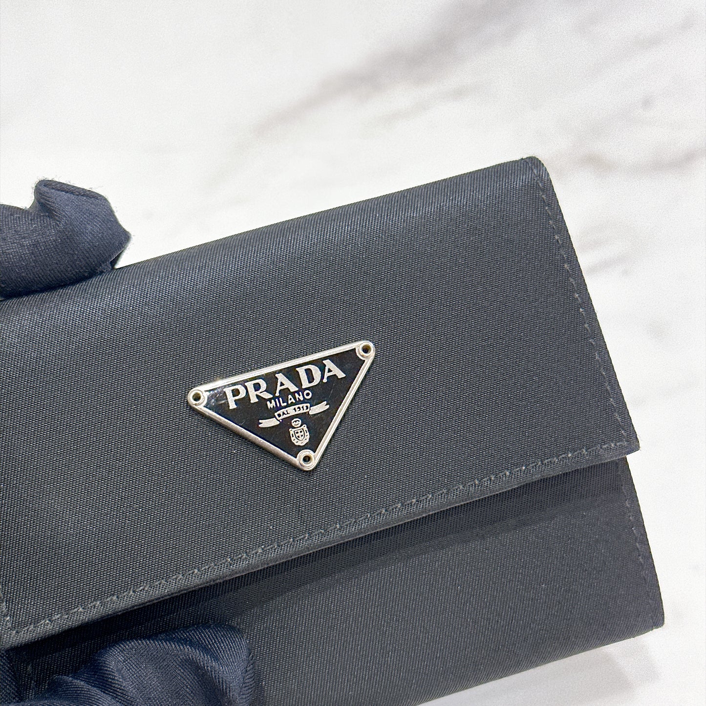 Prada Triangle Logo Trifold Wallet Black