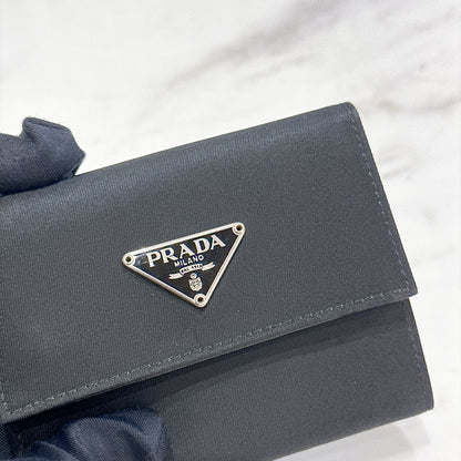 Prada Triangle Logo Trifold Wallet Black