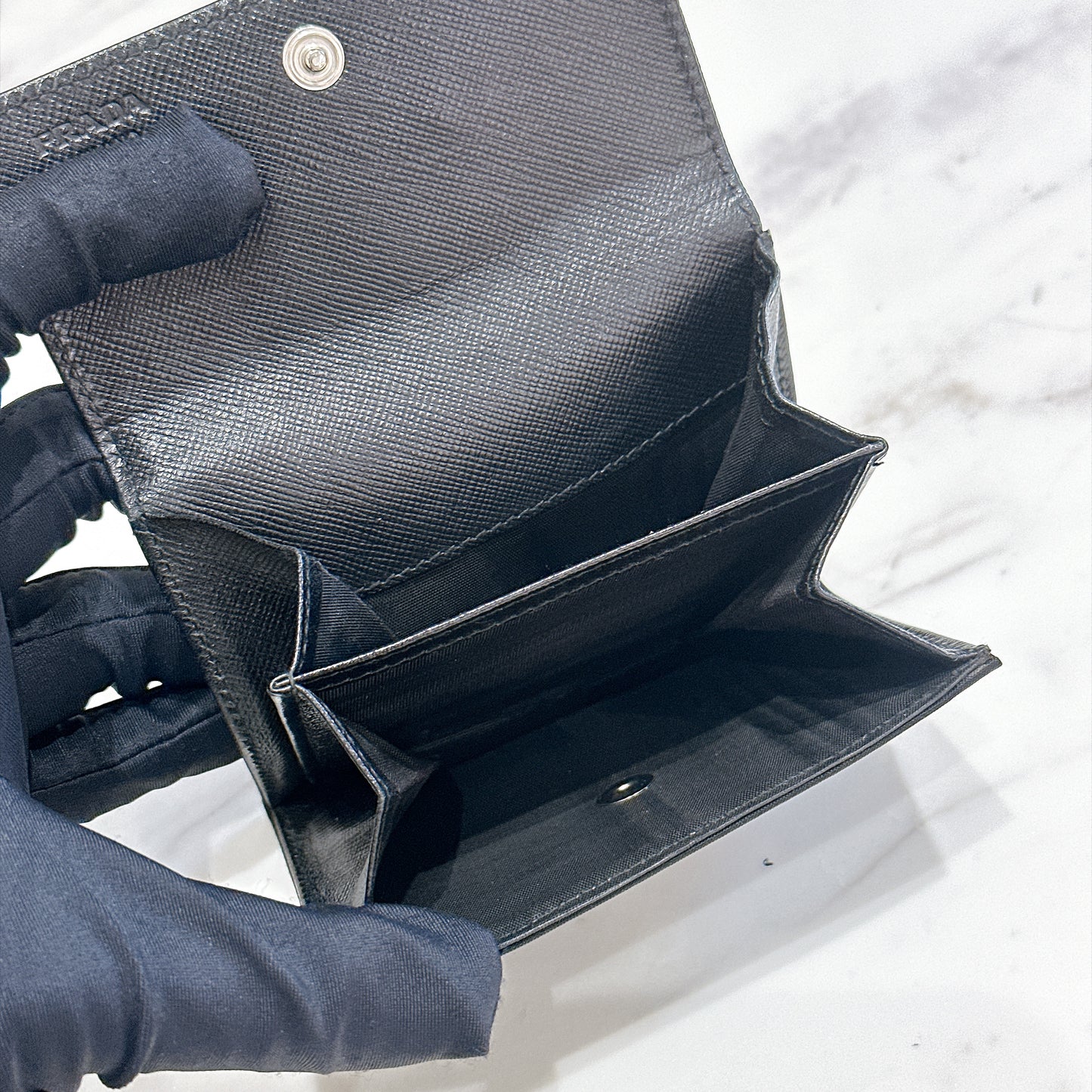 Prada Triangle Logo Trifold Wallet Black