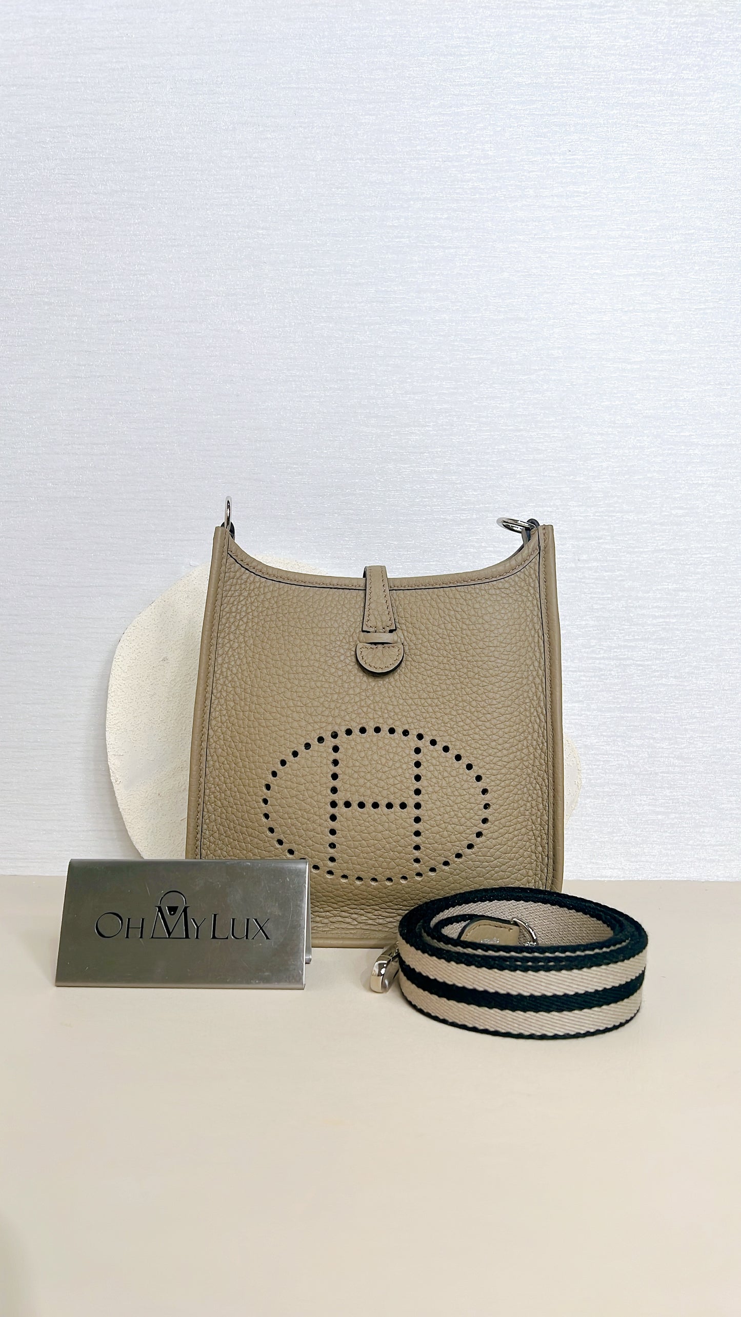 Hermes Mini Evelyne in Beige Marfa