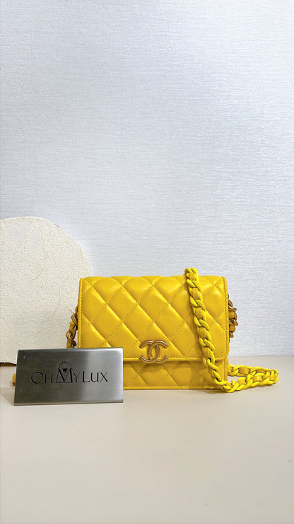 Chanel Wallet On Chain in Yellow Lambskin