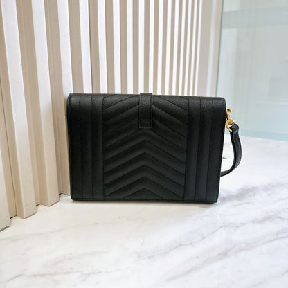 YSL Cassandra Envelope Clutch in Black