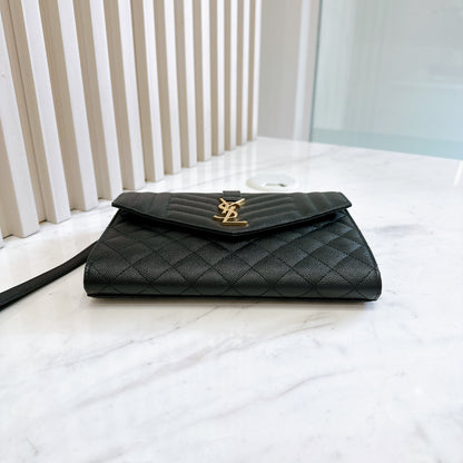 YSL Cassandra Envelope Clutch in Black