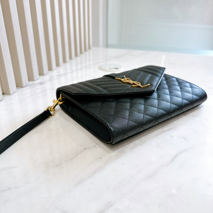 YSL Cassandra Envelope Clutch in Black