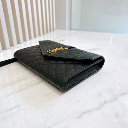 YSL Cassandra Envelope Clutch in Black