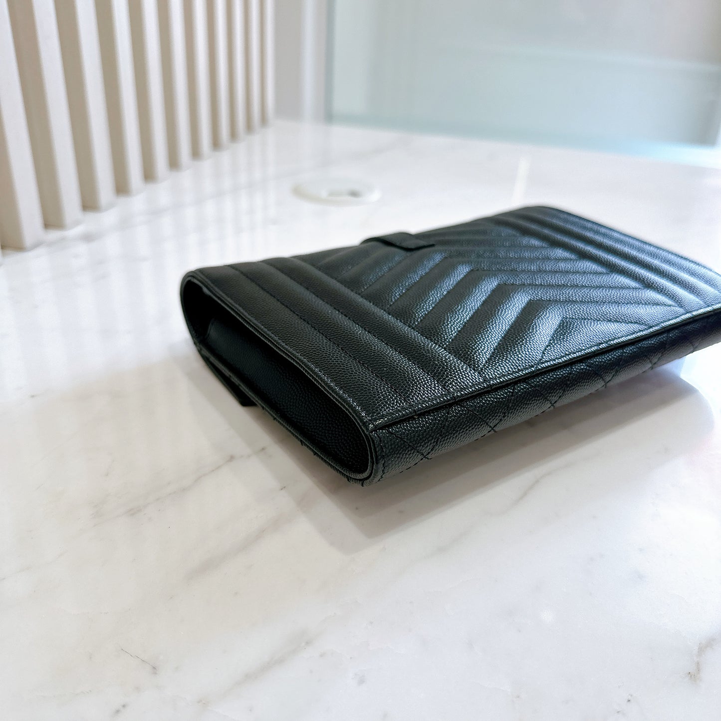 YSL Cassandra Envelope Clutch in Black