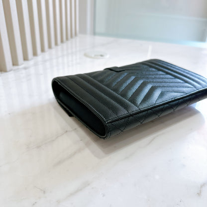 YSL Cassandra Envelope Clutch in Black