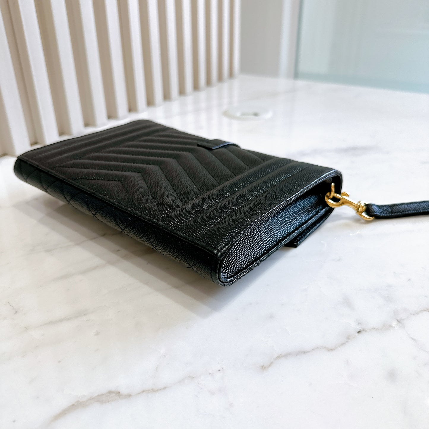 YSL Cassandra Envelope Clutch in Black