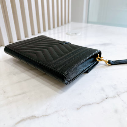 YSL Cassandra Envelope Clutch in Black