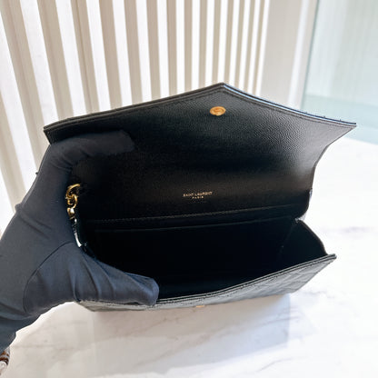 YSL Cassandra Envelope Clutch in Black