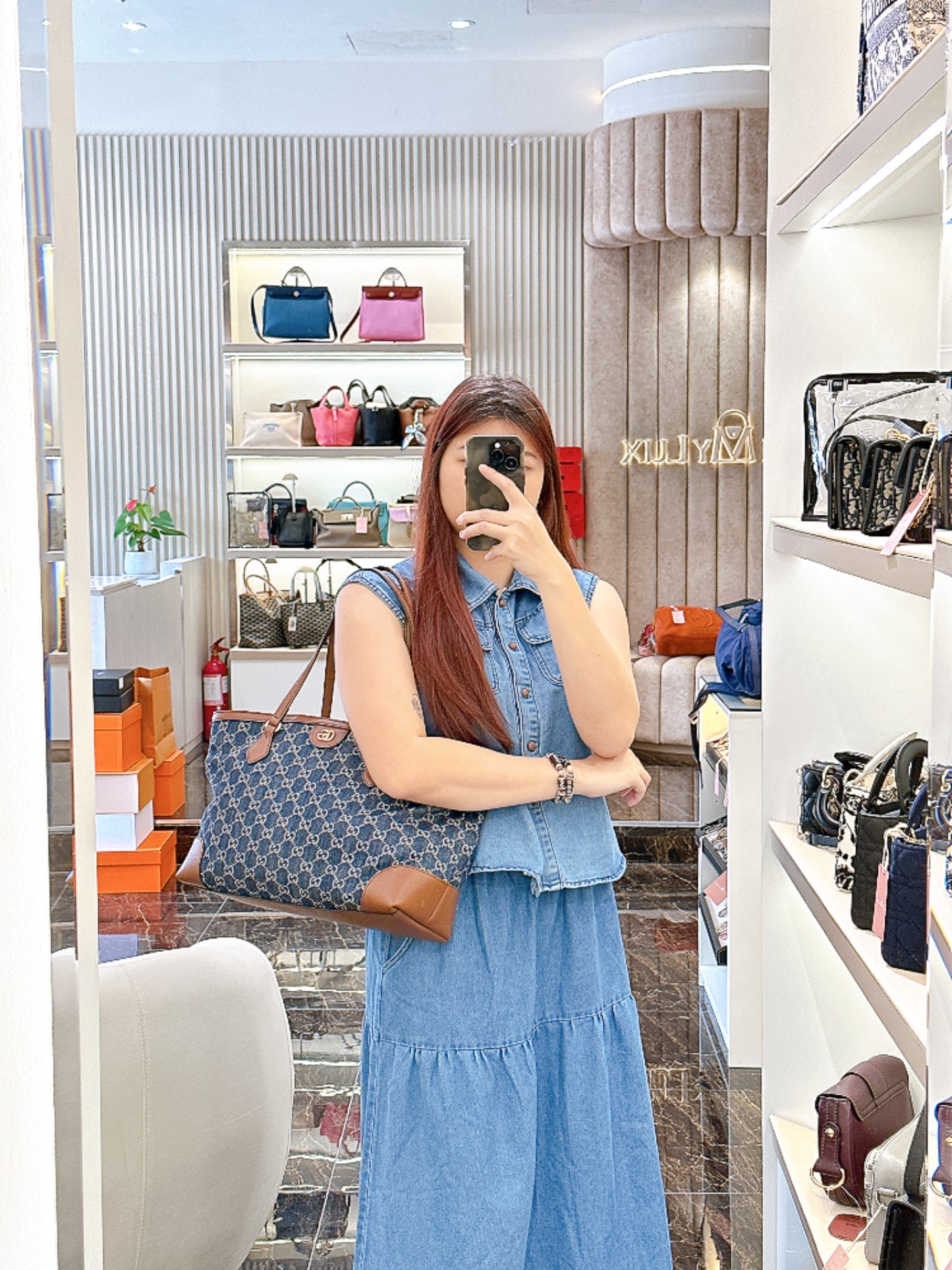 Gucci GG Denim Ophidia Tote