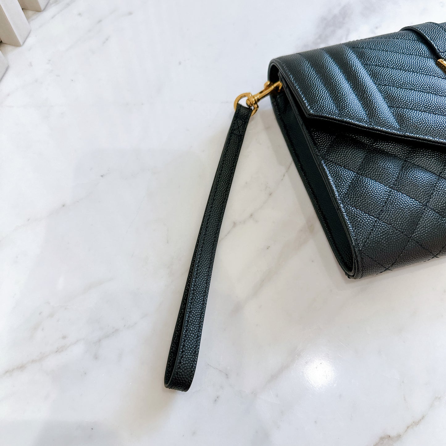 YSL Cassandra Envelope Clutch in Black
