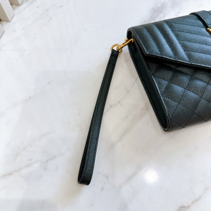 YSL Cassandra Envelope Clutch in Black