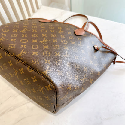 LV Neverfull Inside Out MM in Tan