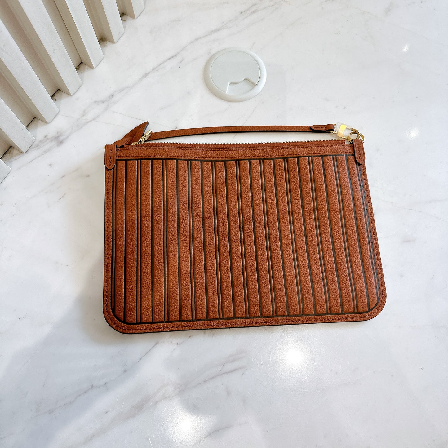 LV Neverfull Inside Out MM in Tan