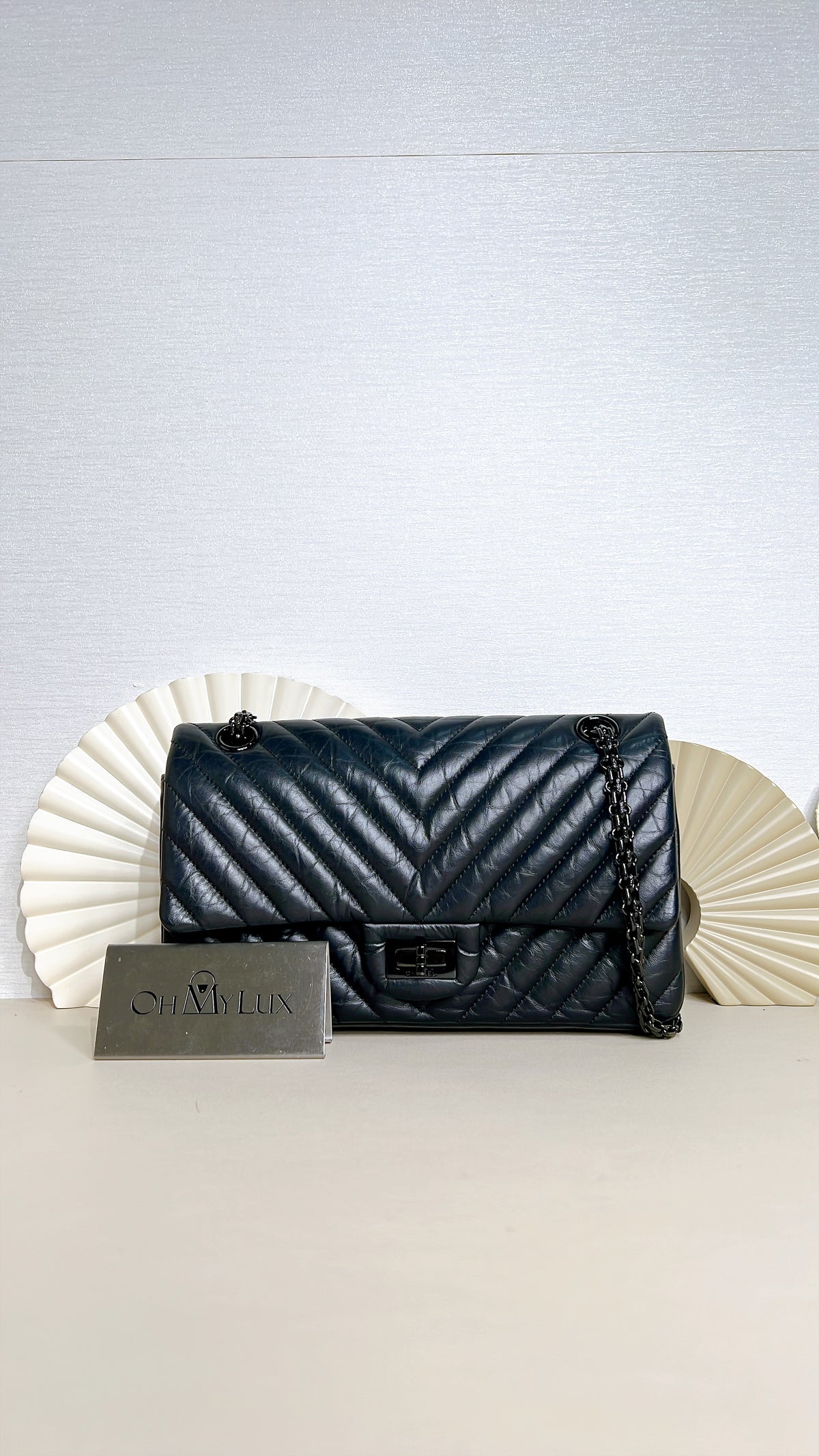 Chanel 2.55 So Black Small Reissue in Chevron