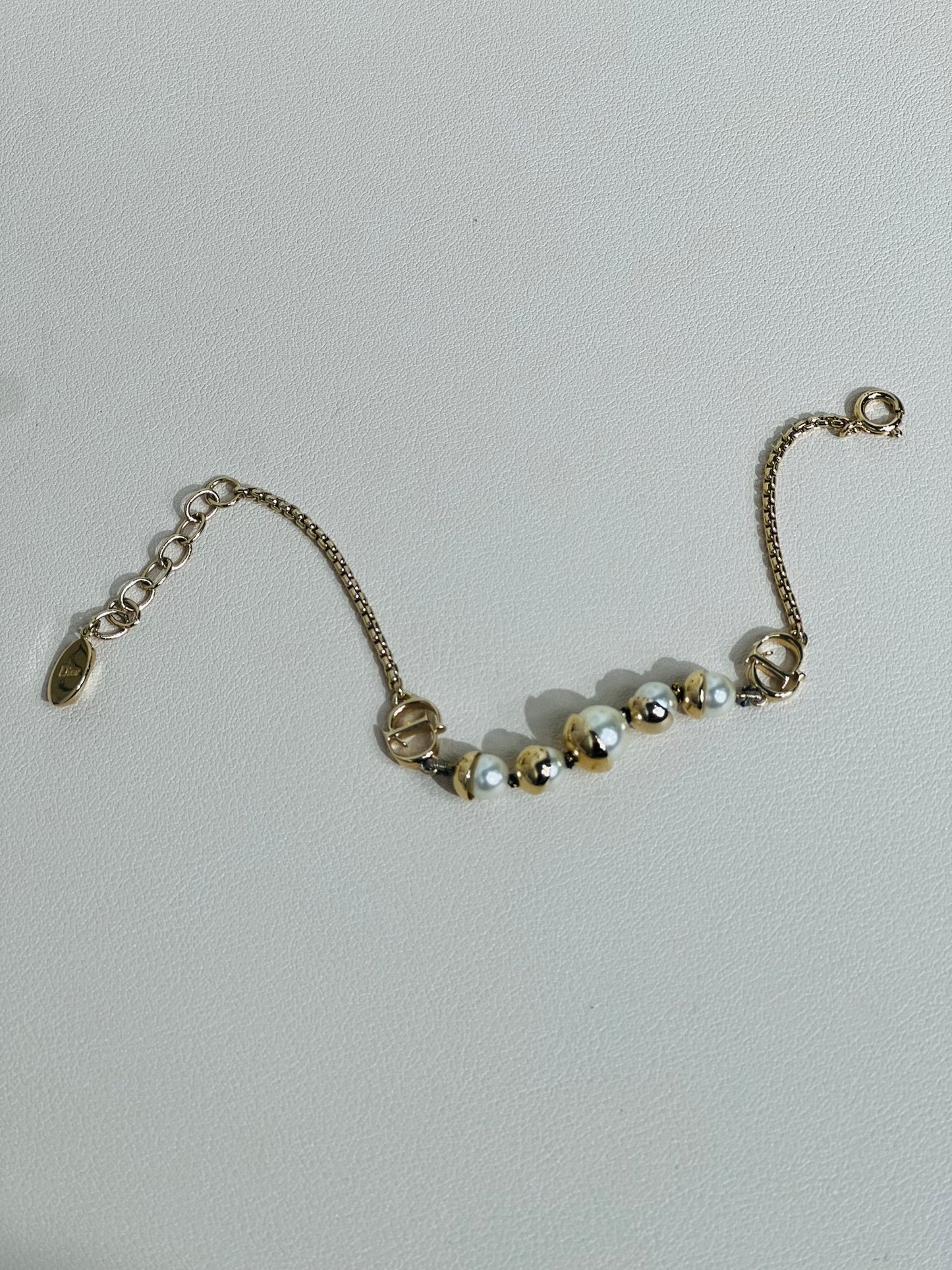 Dior Tribales Faux Pearl Gold Tone Station Bracelet