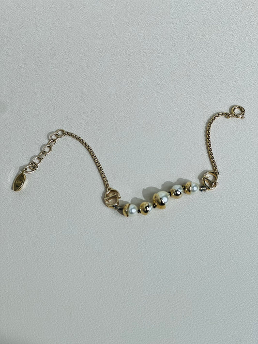 Dior Tribales Faux Pearl Gold Tone Station Bracelet