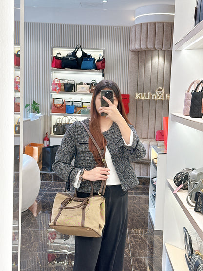 Prada Logo Jacquard Tote Bag in Brown