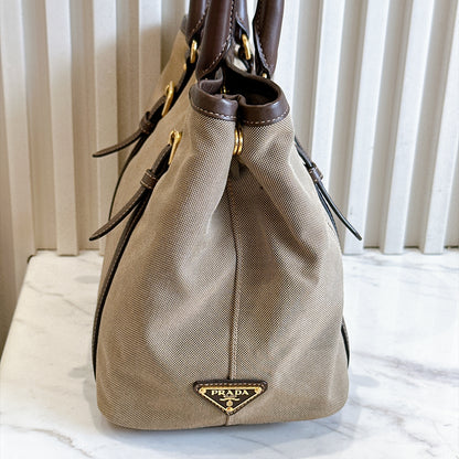 Prada Logo Jacquard Tote Bag in Brown
