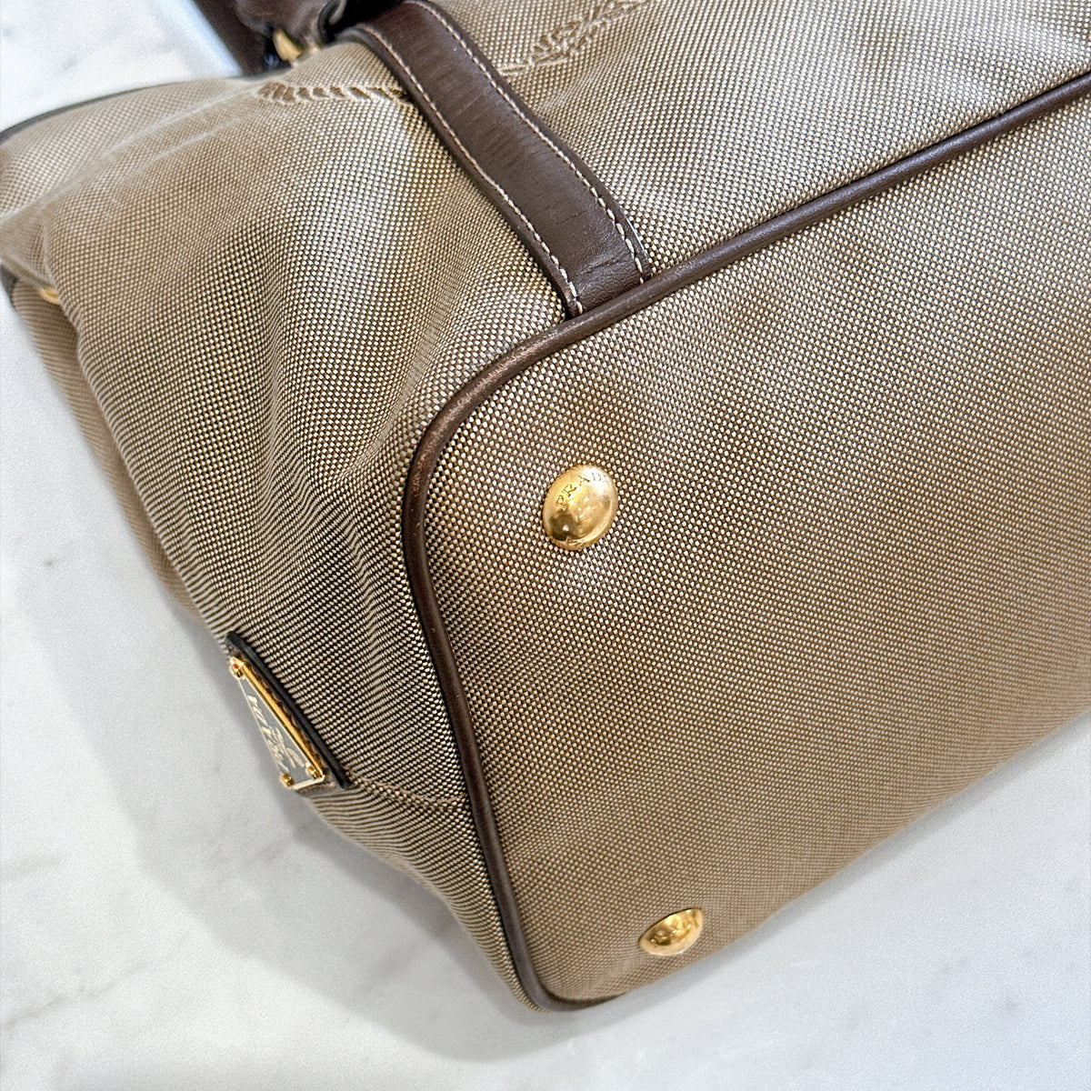 Prada Logo Jacquard Tote Bag in Brown