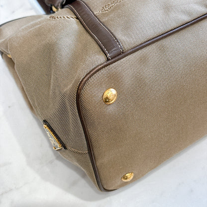 Prada Logo Jacquard Tote Bag in Brown