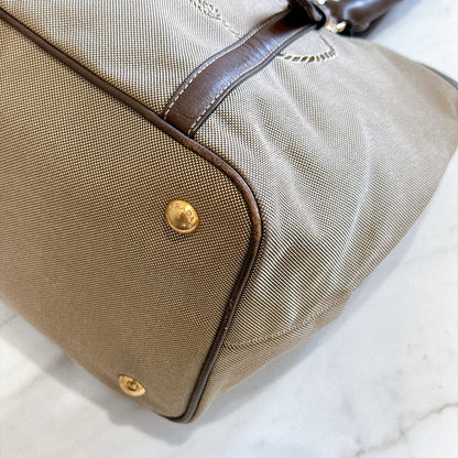 Prada Logo Jacquard Tote Bag in Brown