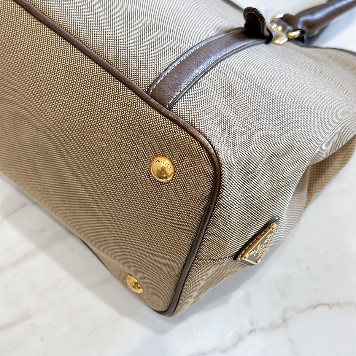 Prada Logo Jacquard Tote Bag in Brown