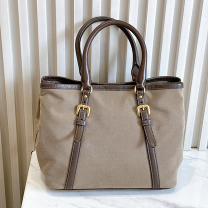 Prada Logo Jacquard Tote Bag in Brown