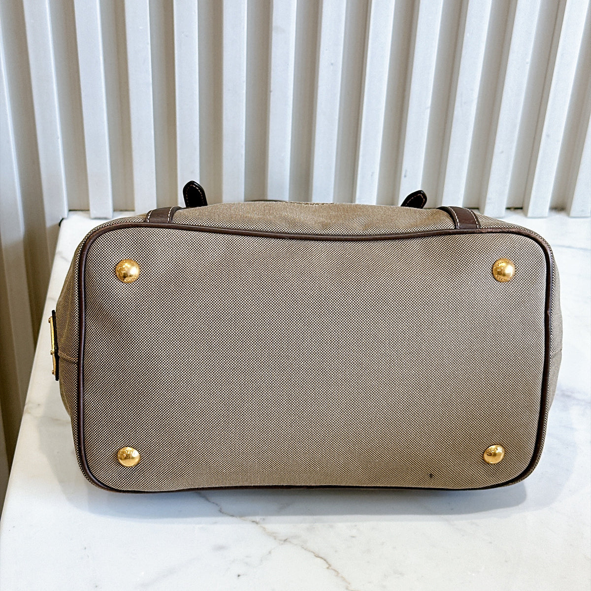 Prada Logo Jacquard Tote Bag in Brown