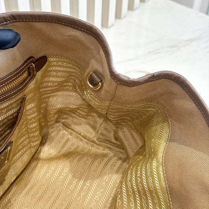 Prada Logo Jacquard Tote Bag in Brown
