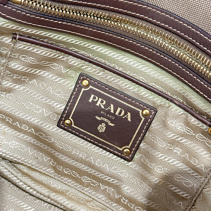 Prada Logo Jacquard Tote Bag in Brown