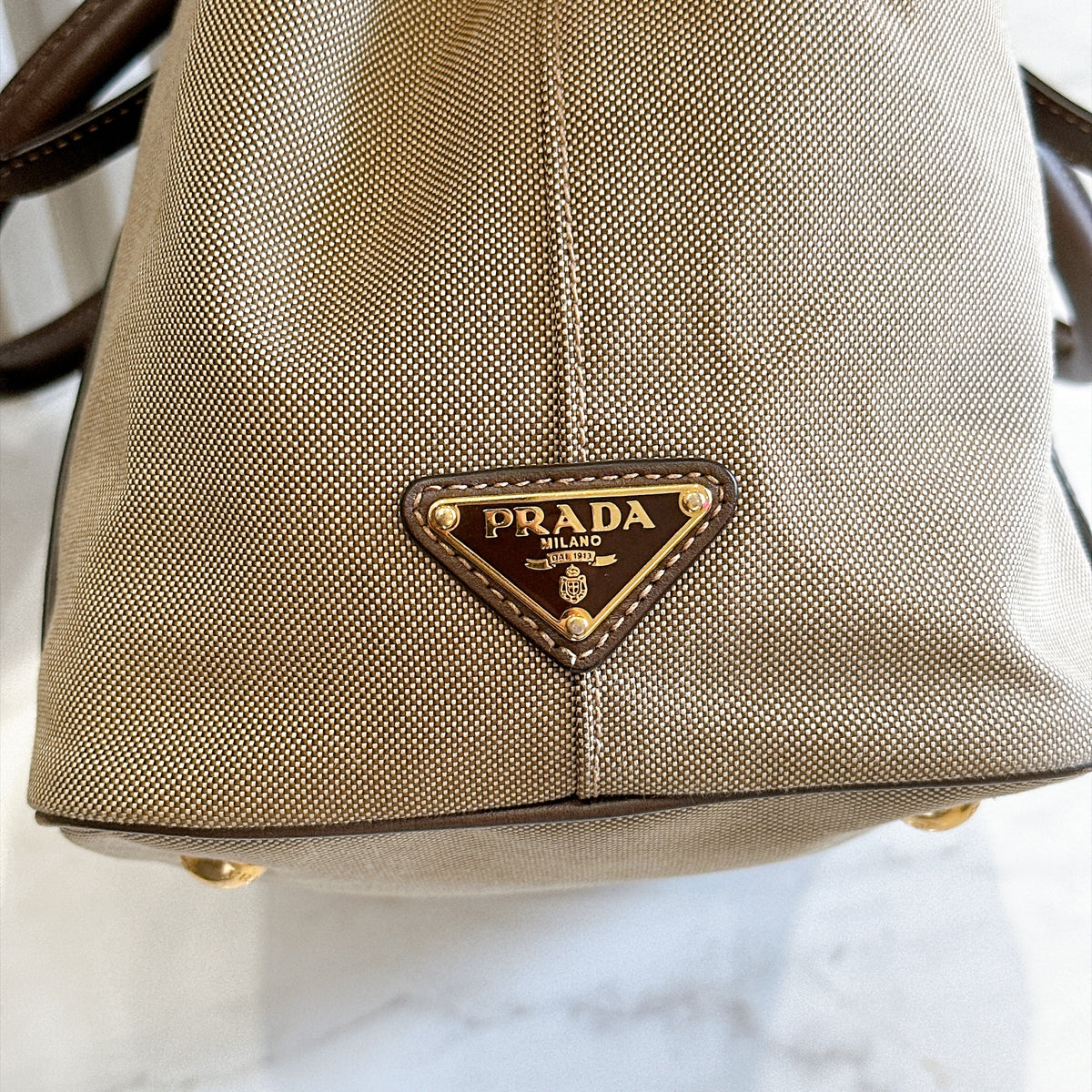Prada Logo Jacquard Tote Bag in Brown