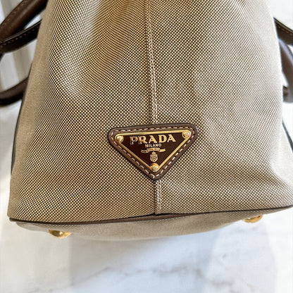 Prada Logo Jacquard Tote Bag in Brown